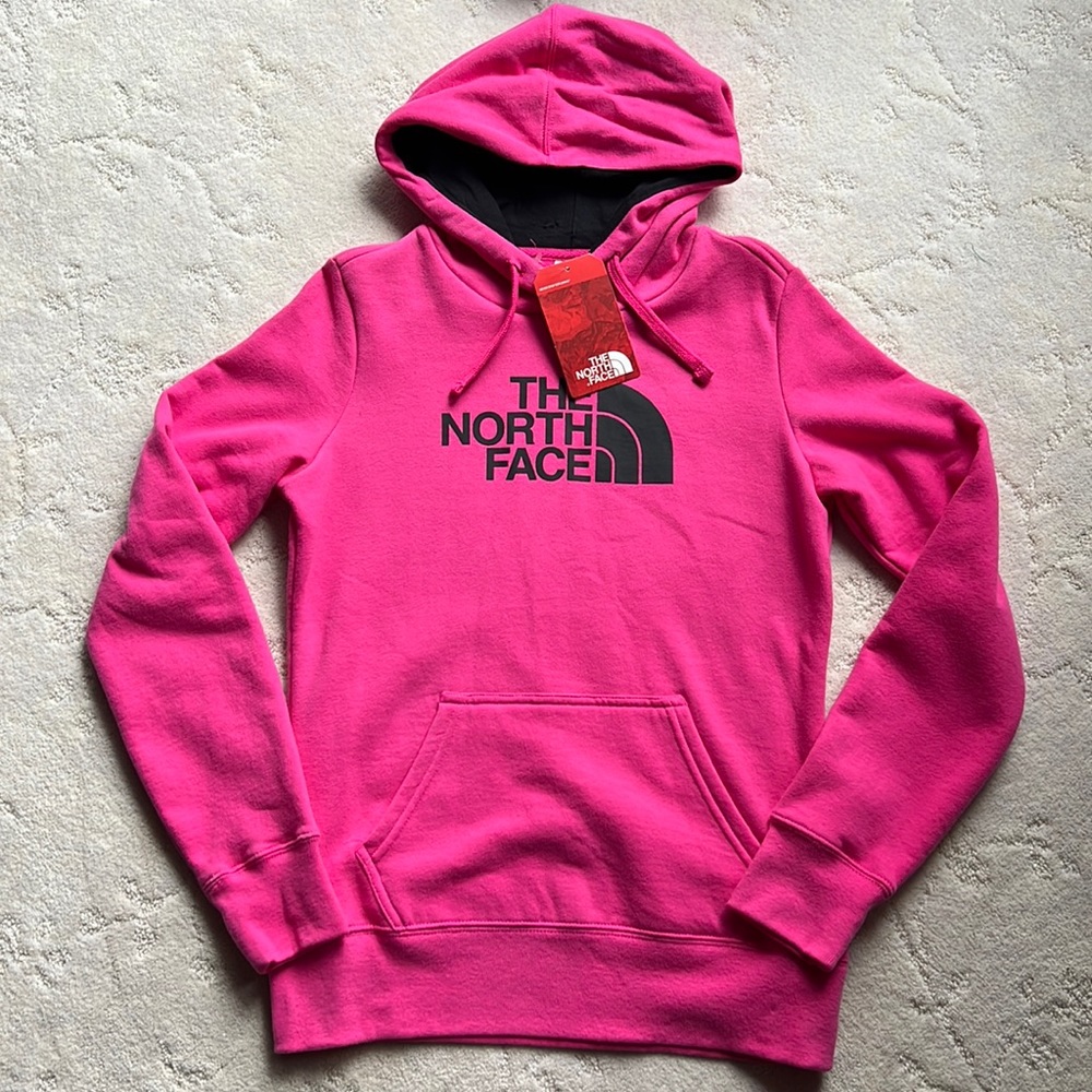 NWT Pink The North Face Black Logo in Center Sweatshirt Hoodie Small, Defective